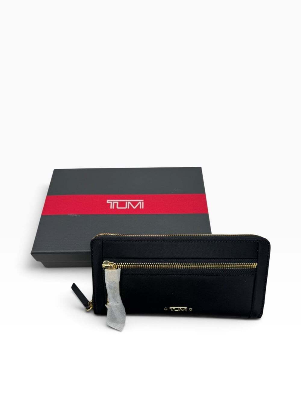 TUMI Voyageur Zip-Around Continental Wallet black nylon gold zipper new in box